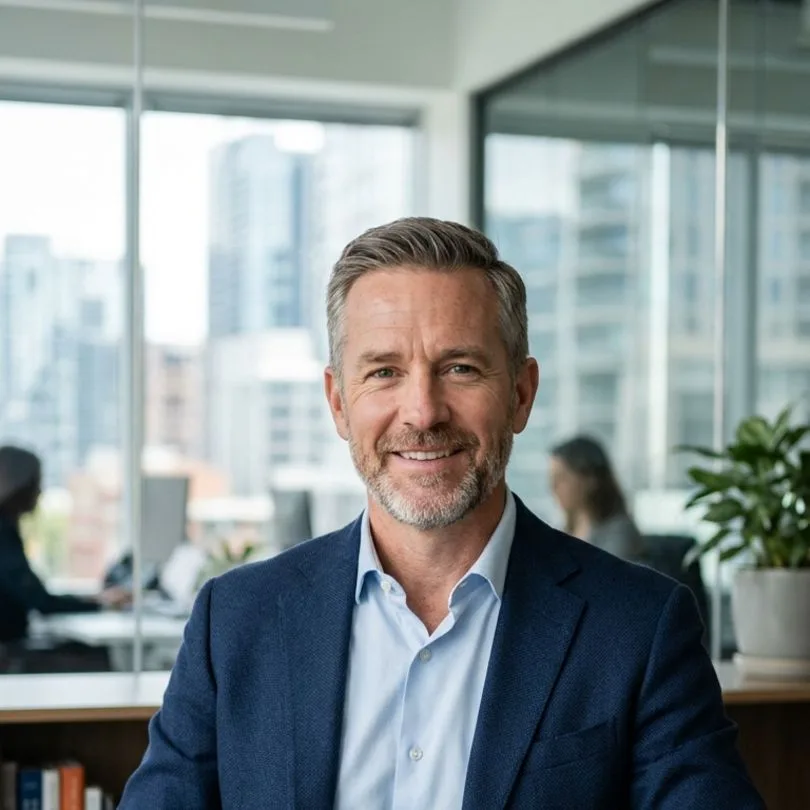 Ethan Calloway, Chief Executive Officer of Lakewood Plumbing Direct, at his desk